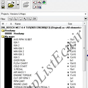 مپ لیست وینولز BOSCH ME7.4.4 TU5(9651396380)(13)