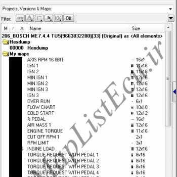 مپ لیست وینولز Bosch ME7.4.4 (9663832280)(33)