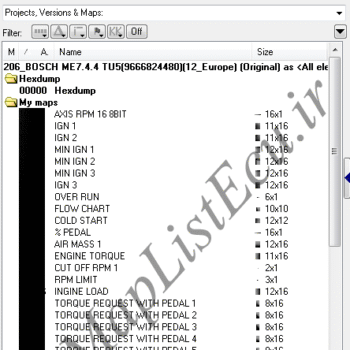 مپ لیست وینولز Bosch ME7.4.4 (9666824480)(12_Europe)
