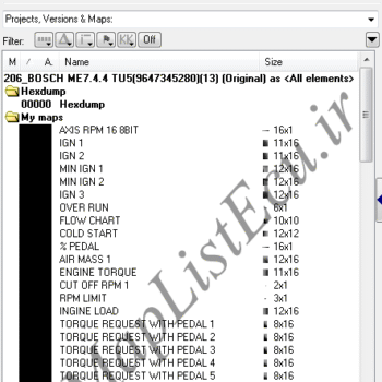مپ لیست وینولز BOSCH ME7.4.4 TU5 (9647345280)(13)