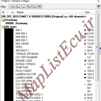 مپ لیست ایسیو BOSCH ME7.4.5(9666313980)
