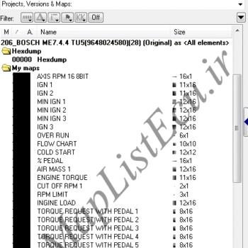 مپ لیست وینولز BOSCH ME7.4.4 TU5 (9648024580)(28)