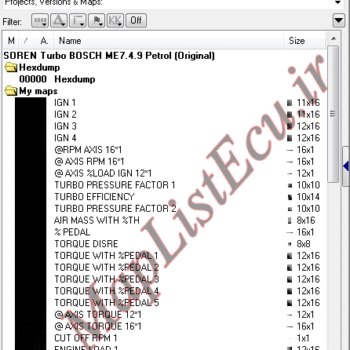 مپ لیست وینولز Bosch ME7.4.9 سورن توربو