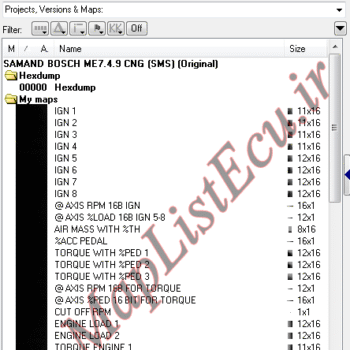 مپ لیست وینولز Bosch ME7.4.9 سمند دوگانه