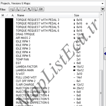 مپ لیست وینولز BOSCH ME7.4.4 TU5 (9648024580)(28)