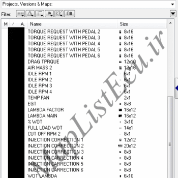 مپ لیست وینولز BOSCH ME7.4.4 (9644927480) | دو سنسور اکسیژن (2Oxygen)