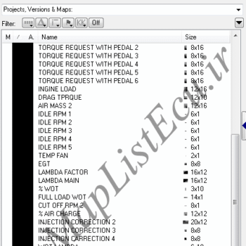 مپ لیست وینولز BOSCH ME7.4.4 TU5(9659280280)(2Oxygen)