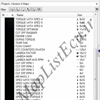 مپ لیست ایسیو BOSCH ME7.4.5(9658424980)