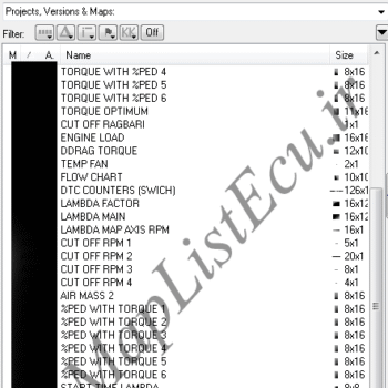مپ لیست ایسیو BOSCH ME7.4.5(9663810280)(Pelastic)E4