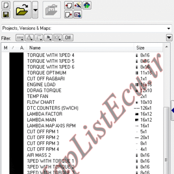 مپ لیست ایسیو BOSCH ME7.4.5(9662560580)