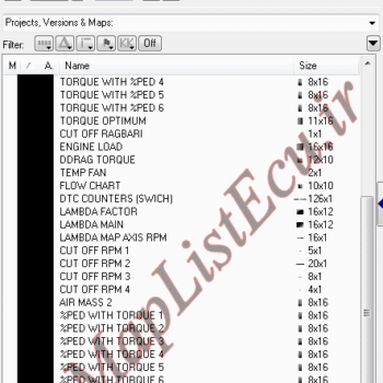 مپ لیست ایسیو BOSCH ME7.4.5(9663810080)(Pelastic)E3