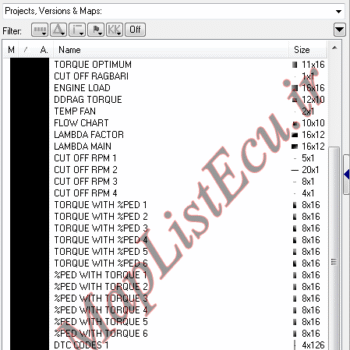 مپ لیست ایسیو BOSCH ME7.4.5(9666127180)