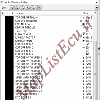 مپ لیست ایسیو BOSCH ME7.4.5(9666313980)