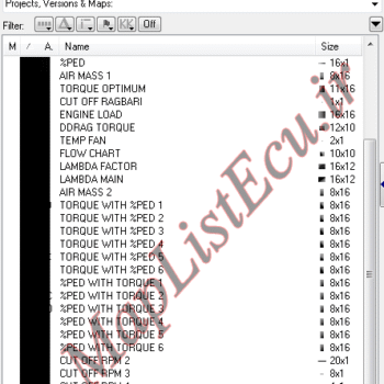 مپ لیست ایسیو BOSCH ME7.4.5(9666824680)