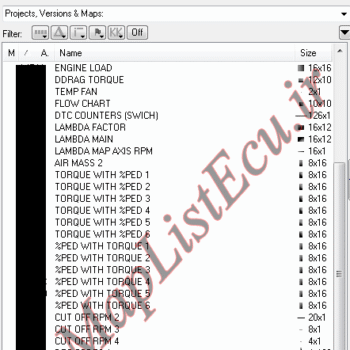مپ لیست ایسیو BOSCH ME7.4.5(9665790880)