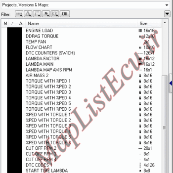 مپ لیست ایسیو BOSCH ME7.4.5(9665790980)