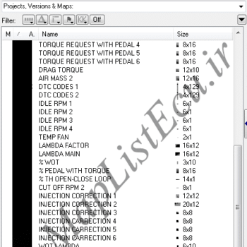 مپ لیست وینولز (23_1Sensor)Bosch ME7.4.4 (9650116680)