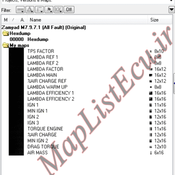 مپ لیست وینولز BOSCH M7.9.7.1(All-Fault) زامیاد