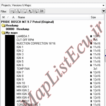 مپ لیست ایسیو Bosch M7.4.11 بنزینی