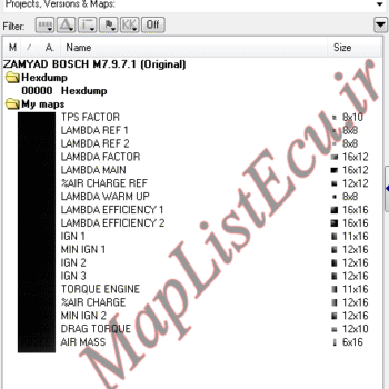 مپ لیست وینولز BOSCH M7.9.7.1 زامیاد