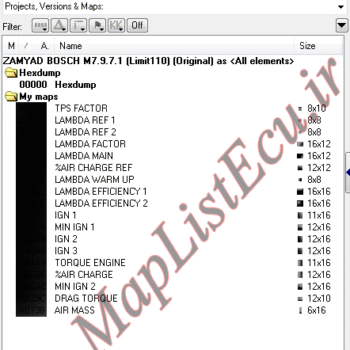 مپ لیست وینولز BOSCH M7.9.7.1 زامیاد