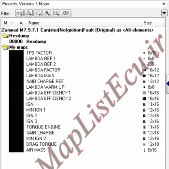مپ لیست وینولز BOSCH M7.9.7.1 Canister(NoIgnition)Fault زامیاد