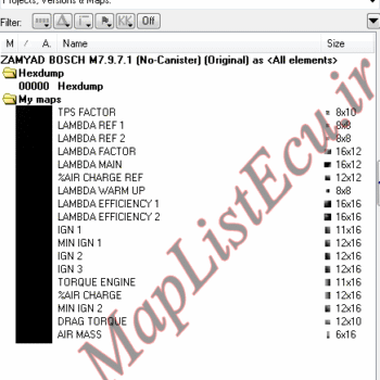 مپ لیست وینولز BOSCH M7.9.7.1(No-Canister) زامیاد