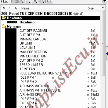 مپ لیست وینولز Petrol TU3 CEF CBM E4(C05T3UC1) پژو 206