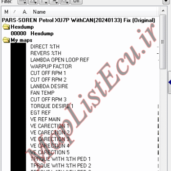 مپ لیست وینولز AECS XU7P WithCAN(20240133)FIX پارس و سورن