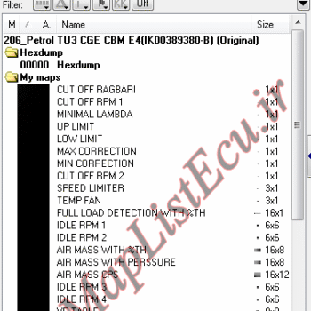 مپ لیست وینولز Petrol TU3 CGE CBM E4(IK00389380-B) پژو 206