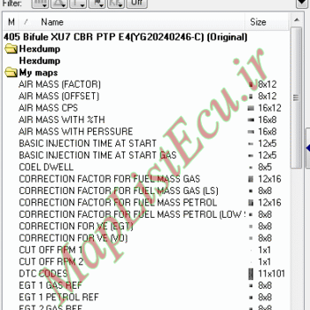 مپ لیست وینولز Bifuel XU7 CBR PTP E4(YG20240246-C) پژو 405