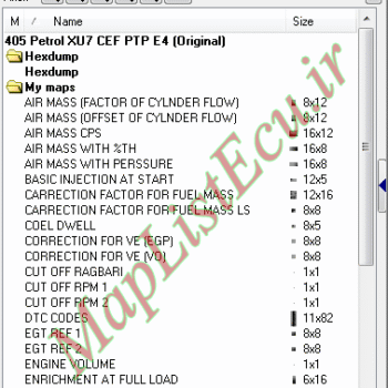 مپ لیست وینولز Petrol XU7 CEF PTP E4 پژو ۴۰۵