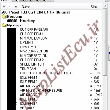 مپ لیست وینولز Petrol TU3 CGT CIM E4 Fix پژو 206