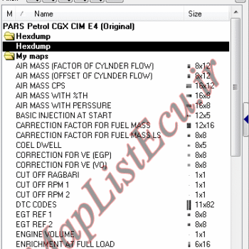 مپ لیست وینولز Petrol CGX CIM E4 پژو پارس
