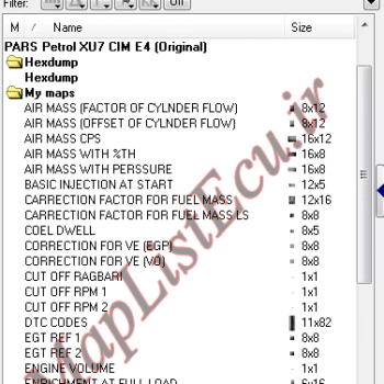 مپ لیست وینولز Petrol XU7 CIM E4 پژو پارس