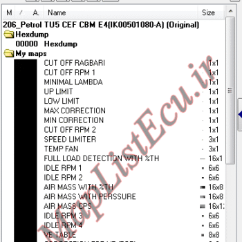 مپ لیست وینولز Petrol TU5 CEF CBM E4(IK00501080-A) پژو 206