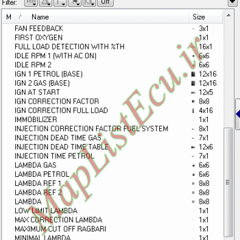 مپ لیست وینولز Bifuel XU7 CBR PTP E4(YG20240246-D) پژو 405