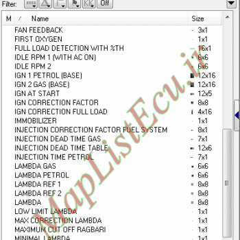 مپ لیست وینولز Bifuel XU7 CBR PTP E4(YG20240246-B) پژو 405