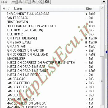 مپ لیست وینولز Bifule CBR XU7 MUX E4 پژو 405