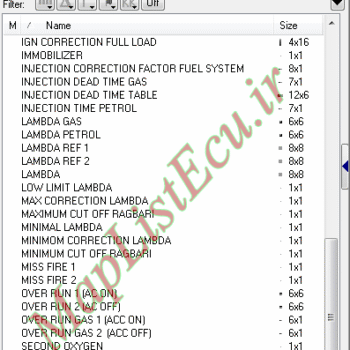 مپ لیست وینولز Bifuel XU7 CBR PTP E4(YG20240246-D) پژو 405