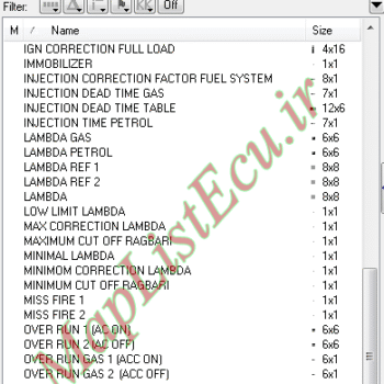 مپ لیست وینولز Bifuel XU7 CBR PTP E4(YG20240246-C) پژو 405