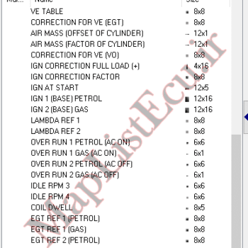 مپ لیست وینولز SSAT Bifuel E4(Flash+NoRom)P05