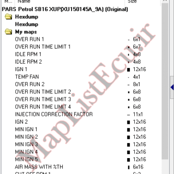 مپ لیست وینولز EZAM SB16 XUP(XU150145A_9A)